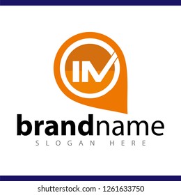in initial letter logo with pin location vector template