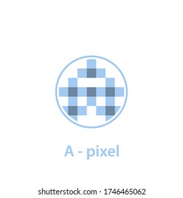 Initial letter A logo, pixel art design concept, isolated on white background.