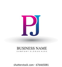 initial letter logo PJ colored red and blue, Vector logo design template elements for your business or company identity
