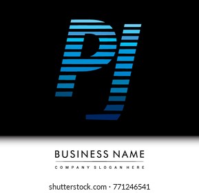 initial letter logo PJ colored blue with striped compotition, Vector logo design template elements for your business or company identity
