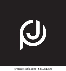 initial letter logo pj, jp, j inside p rounded lowercase white black background