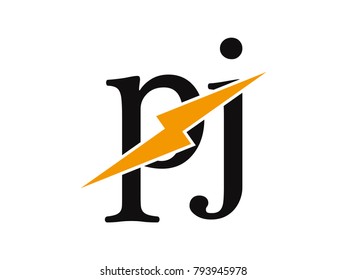 Initial Letter Logo Pj Lowercase Thunder Vector Design