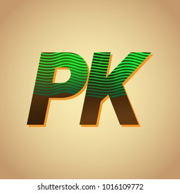 initial letter logo PK colored green and brown with striped composition, Vector logo design template elements for your business or company identity

