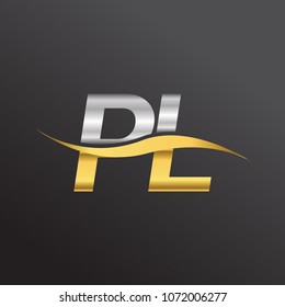 initial letter logo PL company name gold and silver color swoosh design. vector logotype for business and company identity.