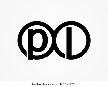 Initial letter logo pl lowercase related in circles black