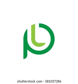 initial letter logo pl, lp, l inside p rounded lowercase green flat