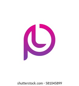 initial letter logo pl, lp, l inside p rounded lowercase purple pink