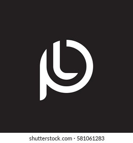 initial letter logo pl, lp, l inside p rounded lowercase white black background