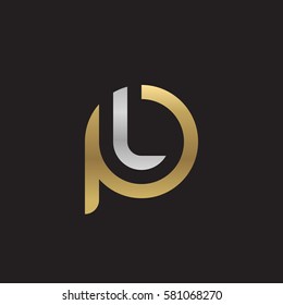 initial letter logo pl, lp, l inside p rounded lowercase logo gold silver