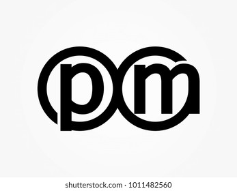 Initial letter logo pm lowercase related in circles black