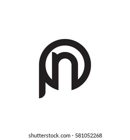 initial letter logo pn, np, n inside p rounded lowercase black monogram