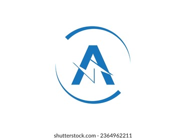 Initial A letter logo with power icon