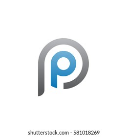 initial letter logo pp, p inside p rounded lowercase blue gray