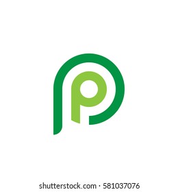 initial letter logo pp, p inside p rounded lowercase green flat