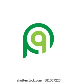 initial letter logo pq, qp, q inside p rounded lowercase green flat