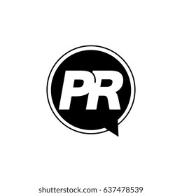 Initial letter logo pr inside speech bubble black
