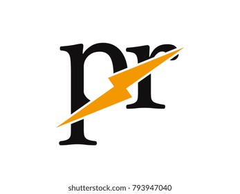 Initial letter logo pr lowercase thunder vector design
