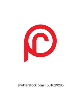 initial letter logo pr, rp, r inside p rounded lowercase red flat