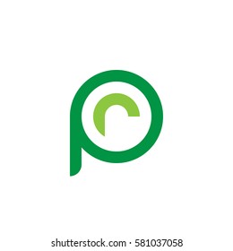 initial letter logo pr, rp, r inside p rounded lowercase green flat