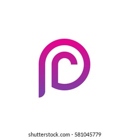 initial letter logo pr, rp, r inside p rounded lowercase purple pink