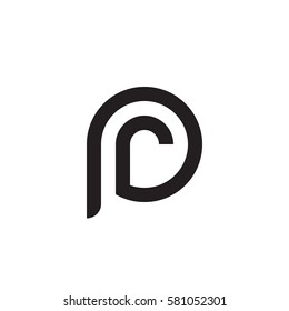 initial letter logo pr, rp, r inside p rounded lowercase black monogram