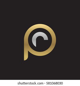 initial letter logo pr, rp, r inside p rounded lowercase logo gold silver