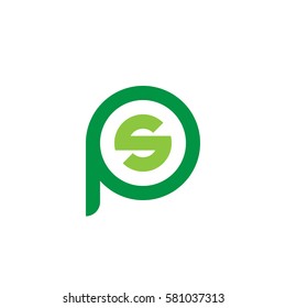initial letter logo ps, sp, s inside p rounded lowercase green flat