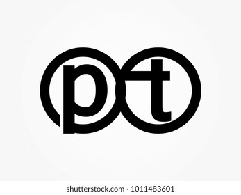 Initial letter logo pt lowercase related in circles black