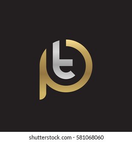 initial letter logo pt, tp, t inside p rounded lowercase logo gold silver