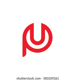 initial letter logo pu, up, u inside p rounded lowercase red flat