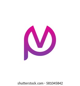 initial letter logo pv, vp, v inside p rounded lowercase purple pink