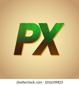 initial letter logo PX colored green and brown with striped composition, Vector logo design template elements for your business or company identity

