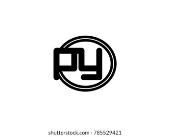 Initial letter logo py lowercase in a black oval circle
