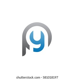 initial letter logo py, yp, y inside p rounded lowercase blue gray