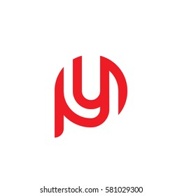 initial letter logo py, yp, y inside p rounded lowercase red flat