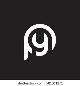 initial letter logo py, yp, y inside p rounded lowercase white black background