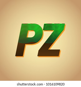 initial letter logo PZ colored green and brown with striped composition, Vector logo design template elements for your business or company identity


