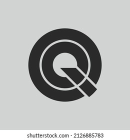 initial letter logo Q inside circle shape, QQ, QQ, Q inside Q rounded upper case black monogram