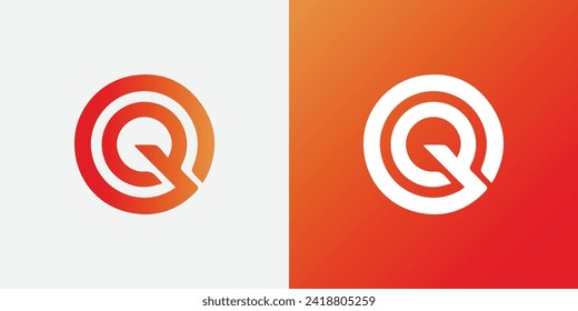 initial letter logo Q inside circle shape, QQ, QQ, Q inside Q rounded upper case black monogram