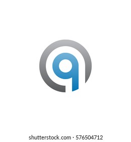 initial letter logo q inside circle shape, oq, qo, q inside o rounded lowercase blue gray