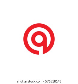 initial letter logo q inside circle shape, oq, qo, q inside o rounded lowercase red flat