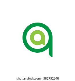 initial letter logo qa, aq, a inside q rounded lowercase green flat