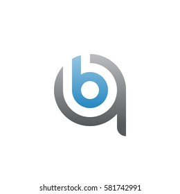 initial letter logo qb, bq, b inside q rounded lowercase blue gray