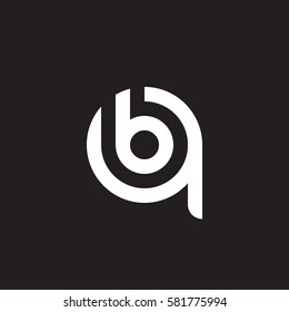 initial letter logo qb, bq, b inside q rounded lowercase white black background
