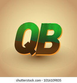 initial letter logo QB colored green and brown with striped composition, Vector logo design template elements for your business or company identity

