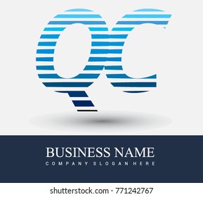initial letter logo QC colored blue with striped compotition, Vector logo design template elements for your business or company identity
