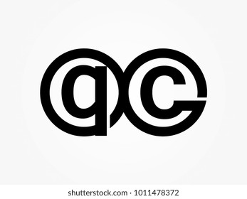 Initial letter logo qc lowercase related in circles black