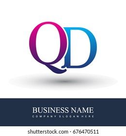 initial letter logo QD colored red and blue, Vector logo design template elements for your business or company identity