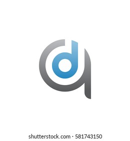 initial letter logo qd, dq, d inside q rounded lowercase blue gray