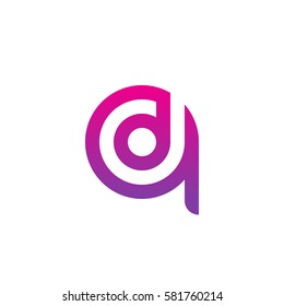 initial letter logo qd, dq, d inside q rounded lowercase purple pink